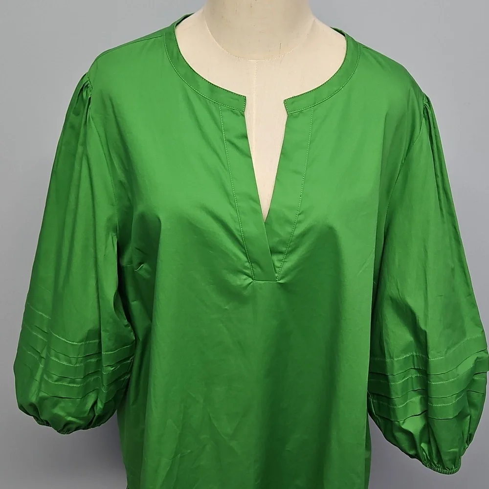 Sugarlips Curve Velma Balloon Sleeve Ruffle Shift Dress: Green: Size- 2X - Picture 2 of 14
